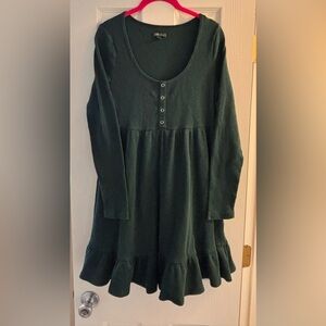 Wild Fable Green Ribbed Tiered Dress Long Sleeved